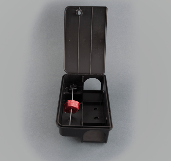 Lockable mini rodent station close-up