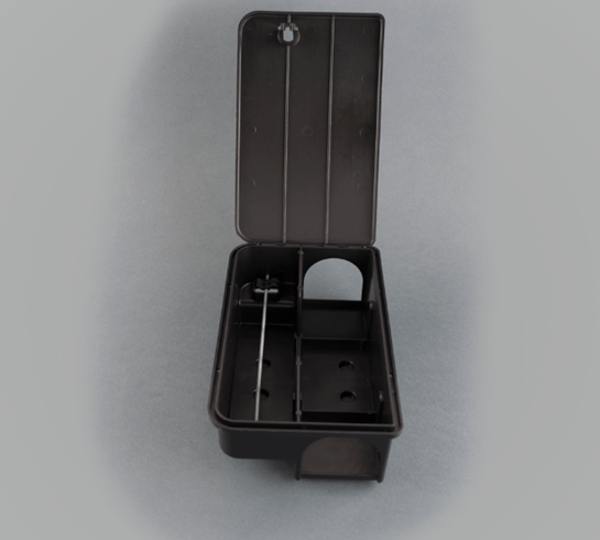 Compact mouse bait box open view