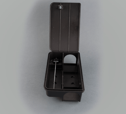 Compact mouse bait box open view