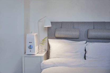 Ultrasonic humidifier improving dry air in home bedroom